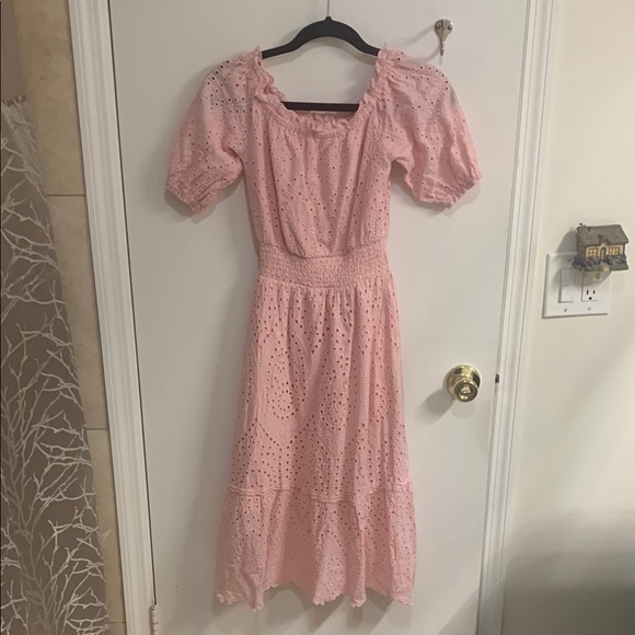 Betsey Johnson Pink Puff Sleeve Midi Sundress in Sz XS - Picture 2 of 11